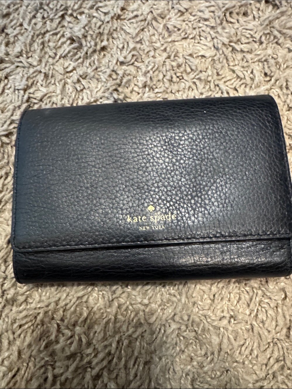 kate spade Black Pebbled Leather Compact Card Holder